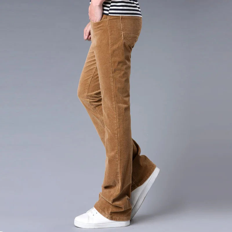 Corduroy Flare Pants  Men  Bell Bottom Boot Cut Trouser Men Classic Autumn Flared Pant Men Pantalon Homme Black White Khaki
