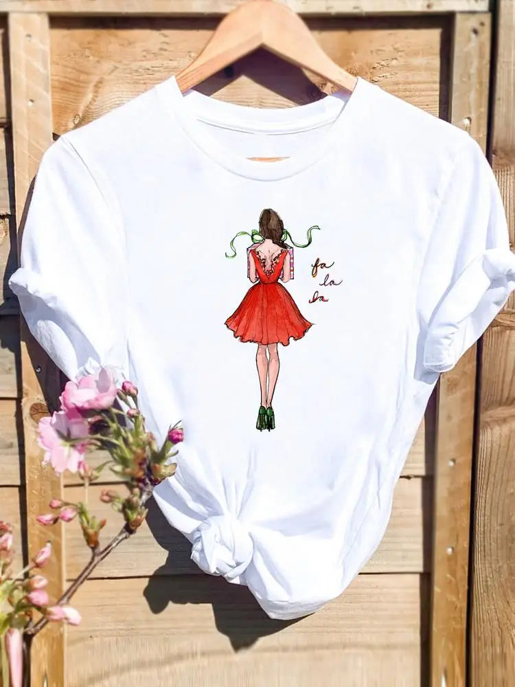 Merry Christmas New Year Holiday Graphic T Tee Fashion Cat Tree Lovely 90s Cute Harajuku Kawaii T-shirt Women's Y2K Clothing