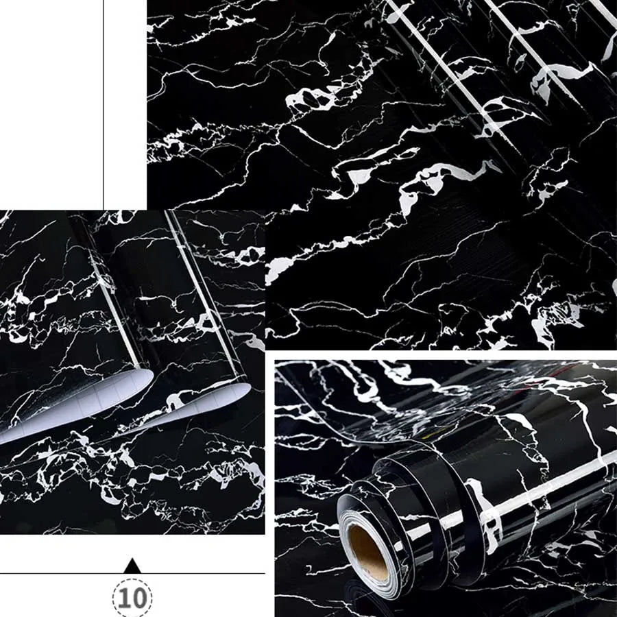 Marble Sticker Kitchen Oil-Proof Film Stove Waterproof Moisture-Proof Self-Adhesive Wallpaper Countertop Cabinet Renovation Tile