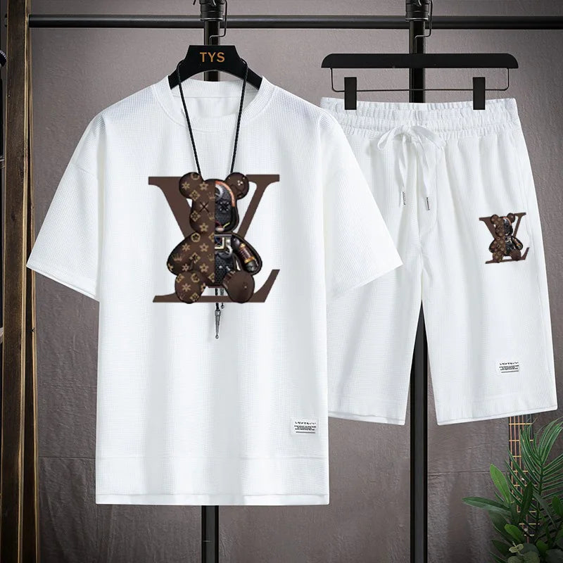 2026 Summer New Men's Casual Breathable Quick-Drying Comfortable Fitness Short-Sleeve T-Shirt + Sports Shorts Two-Piece Set