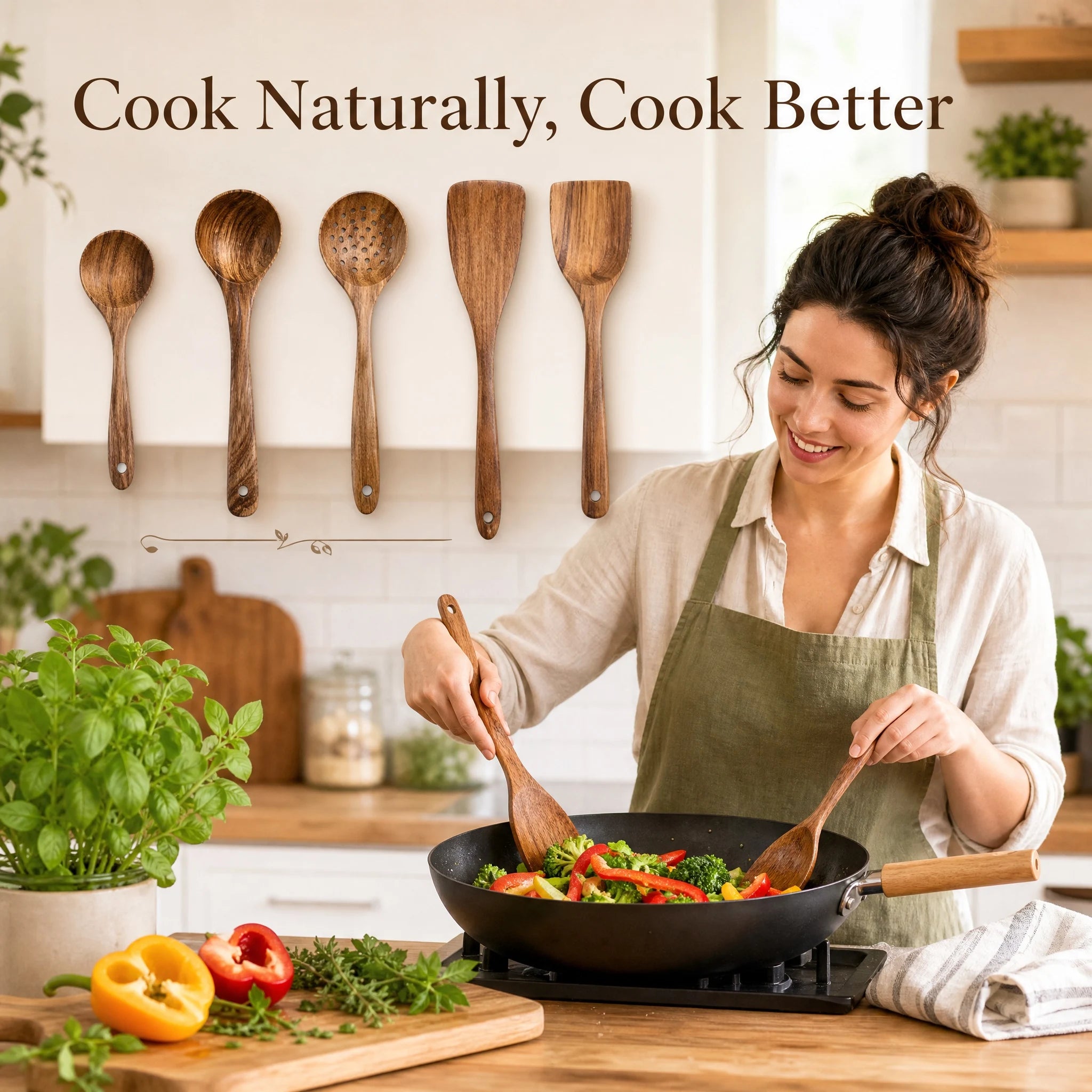 Wood Kitchenware Cooking Set Household Spatula Spoon Set Salad Spoon Fork Stirring Spoon Kitchen Baking Set With Storage Bucket