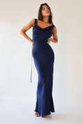 Sexy Women Long Dress Sleeveless Draped Neck Backless Lacing Slim Fit Dress For Party Cocktail Evening Club Street Style S M L
