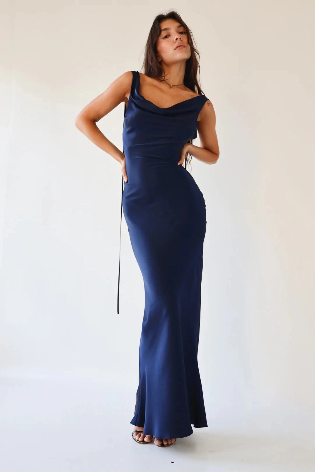Sexy Women Long Dress Sleeveless Draped Neck Backless Lacing Slim Fit Dress For Party Cocktail Evening Club Street Style S M L