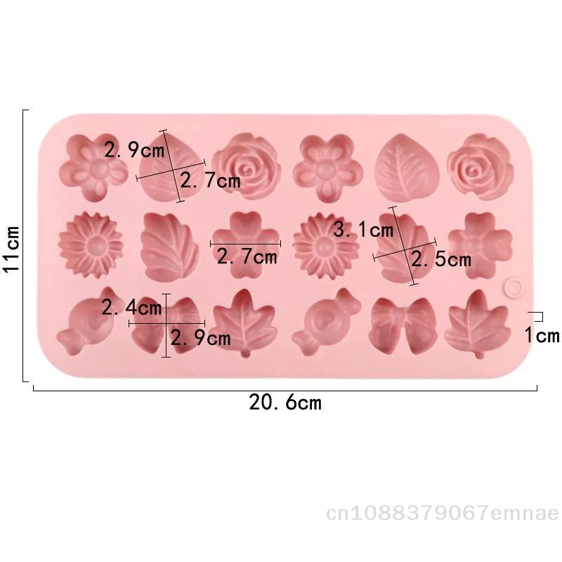 18Holes 3D Silicone Mold Daisy Tulip Flower Design Jelly Ice Pudding Soap Fondant Chocolate Cake Decorations Baking Tool Leaf