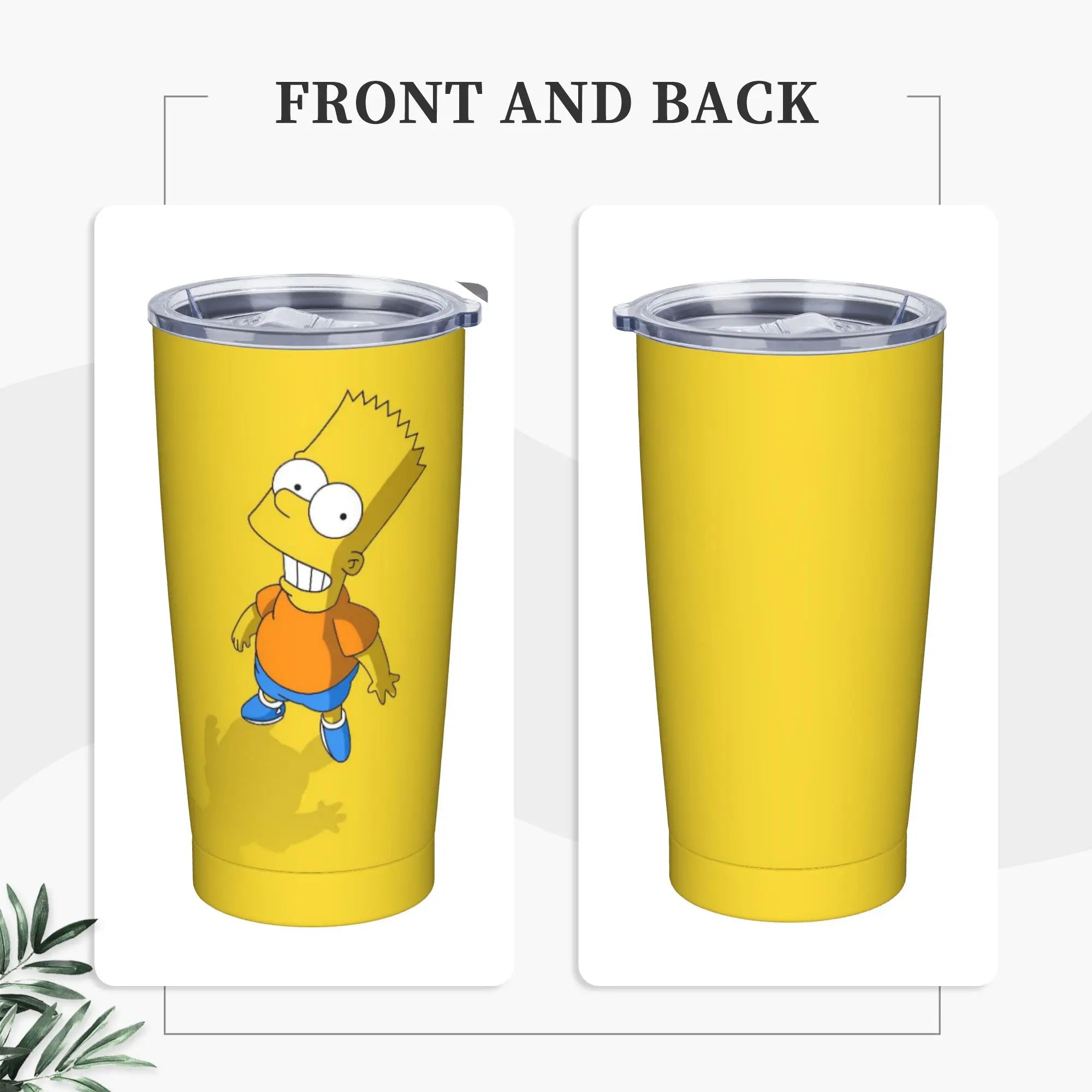 Simpsons Cartoon Tumbler Vacuum Insulated  Thermal Cup with Lid Straw Smoothie Tea Mugs Spill Proof