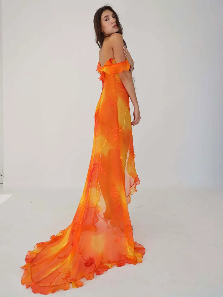 Sexy Low-cut Hollow Out Y2K Style Backless High Slit Front Short Back Long Dress 2025 Summer Women Floor Maxi Dresses A2555