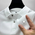 Men's Summer High-End Printed Golf Polo Shirt with Collar, Solid Color, Breathable, Office Casual, High-Quality Men's Clothing
