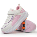 Kids Roller Skates, 4 Wheels Detachable Wheeled Sneakers, Girls Outdoor Sports Deformable Wheel Shoes