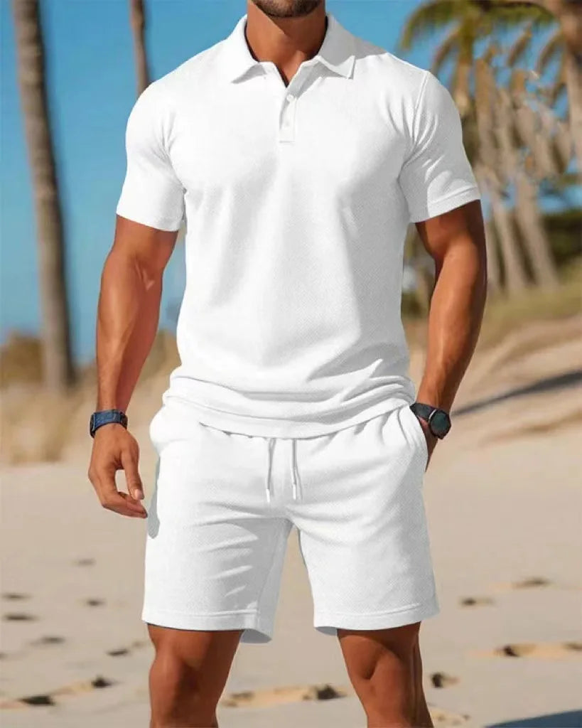 2026 men's short sleeved T-shirt and sports shorts set casual sportswear fashionable summer