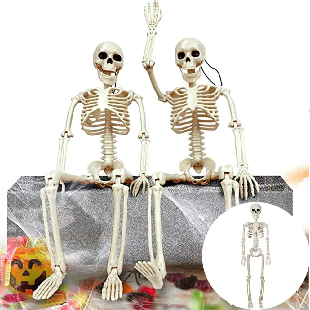 40cm Halloween Movable Skeleton Fake Human Skull Bones Halloween Party Home Bar Decorations Haunted House Horror Props Ornament