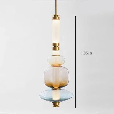 Nordic Style Pendant Light Designer Stained Glass Strip Restaurant Living Room Bar LED Indoor Study Chandelier