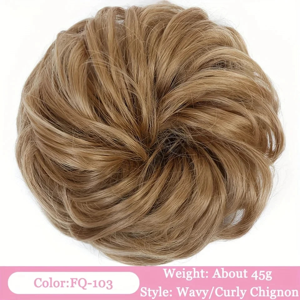 OLACA Synthetic Hair Bun Bands Blonde Black Messy Curly Chignon Donut Updo Scrunchies Fake Hair Pieces For Women Hair Extensions