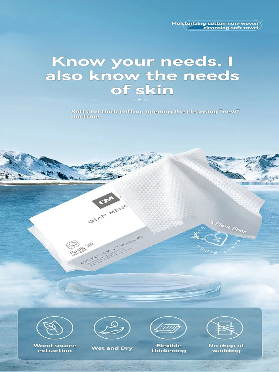 Thickened Disposable Facial Towels - Gentle and Absorbent Cotton Makeup Remover Wipes