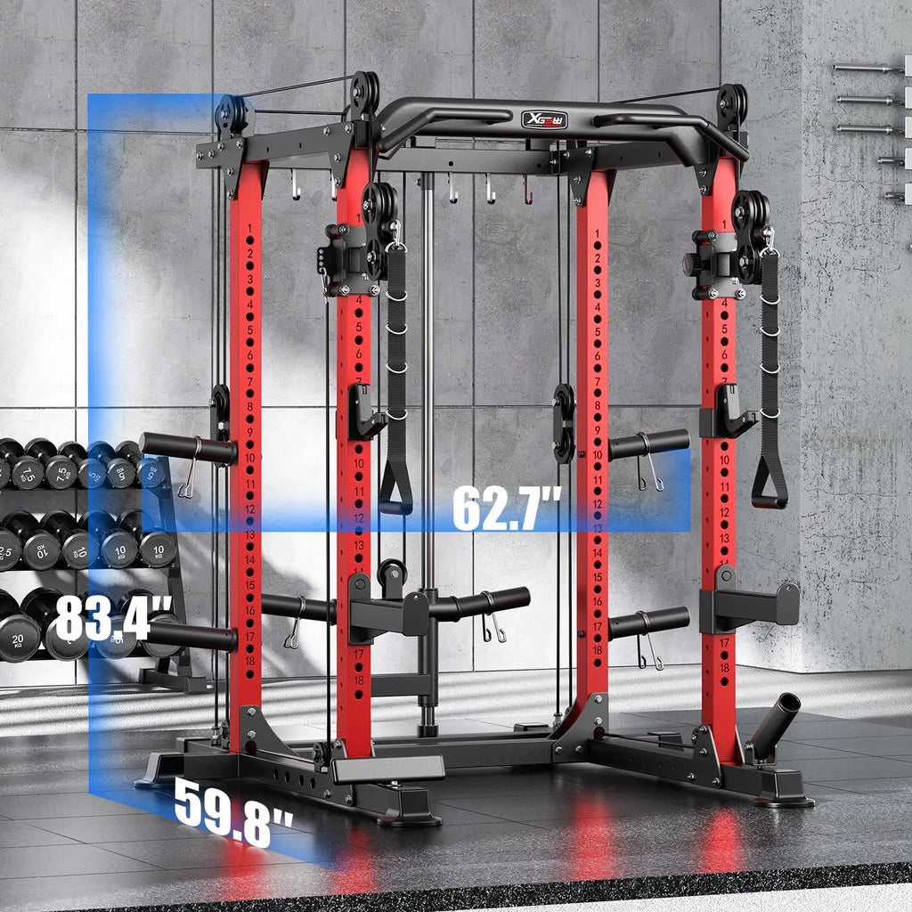 Multi-Function Power Rack Cable Crossover System Squat Home Gym, Custom