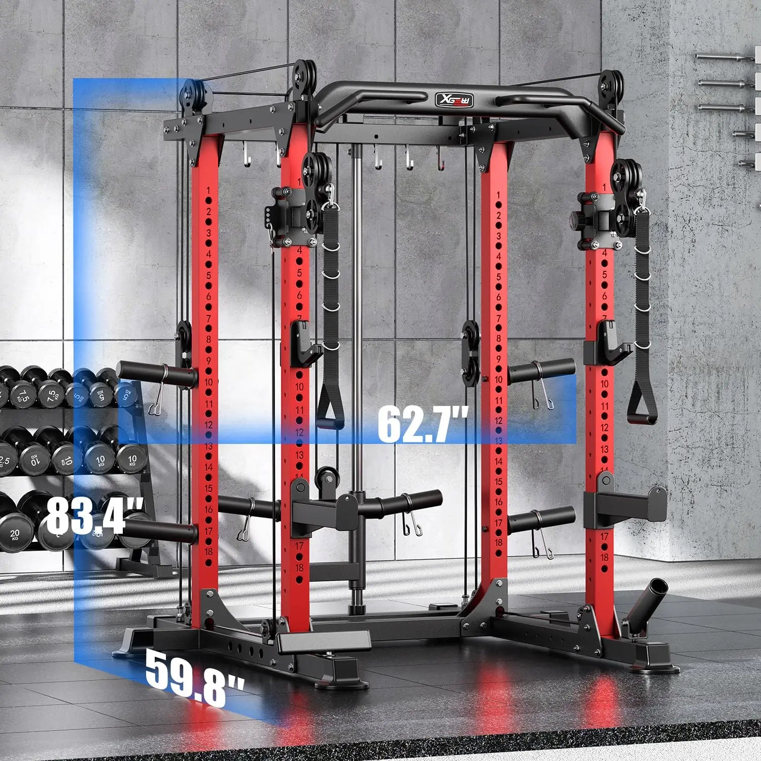 Multi-Function Power Rack Cable Crossover System Squat Home Gym, Custom