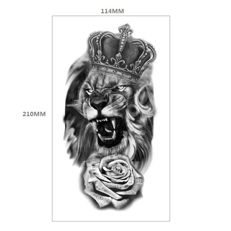 Waterproof Temporary Tattoo Sticker Forest Lion Tiger Bear Flash Tattoos Women Leopard Wolf Crown Body Art Arm Fake Tatoo Men