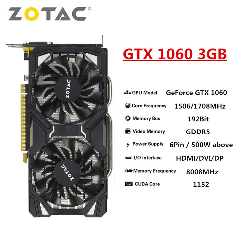 Used Zotac Graphics Cards GTX 1650 1660 1060 1050Ti 6GB 1050 Ti 3GB 4GB 1660S Super Video Card GPU Desktop PC Computer Mining