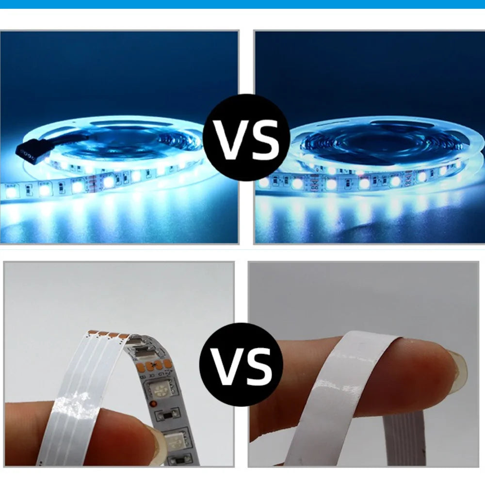 LED Strip 5050 DC 12V RGB Waterproof Flexible Neon Light Stripe 30LED/MLed 60LED/MLed PWM For Room Bedroom Decor TV Backlights