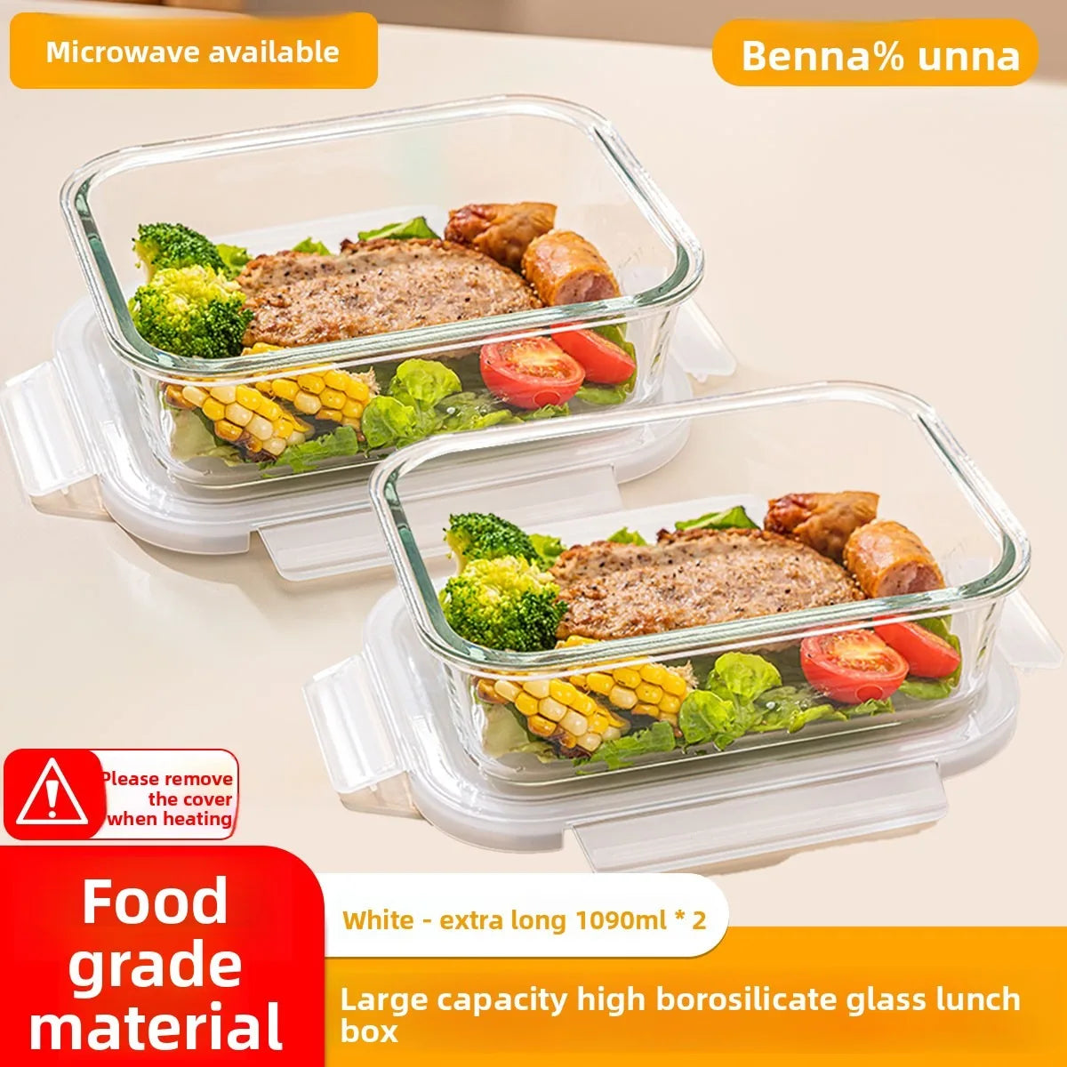 High Borosilicate Glass Lunch Box with Vent Lid,Microwave Safe Leak-Proof Food Storage Container,Multi-Size Options,Easy Clean.