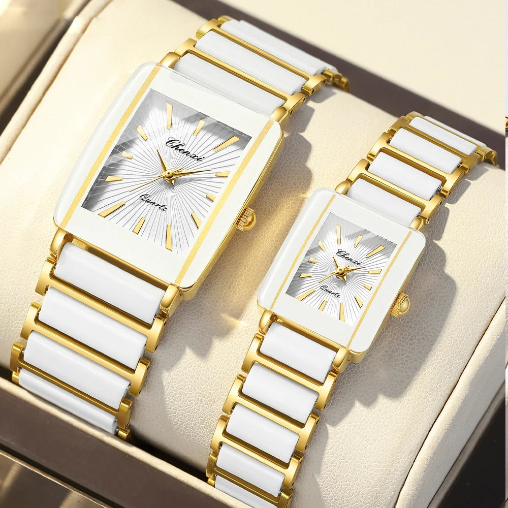 CHENXI Fashion Luxury Couple Watches Top Brand Men Women Quartz Wristwatch Lover Waterproof Stainless Steel Valentine Gift