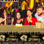274x137cm Black Gold Disposable Tablecloth for Kids Adults 30 40 50 60 Happy Birthday Party Decoration Home Table Cover Supplies