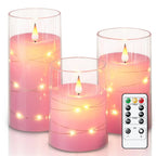 3Pcs Flameless LED Candles Lights 3D Flame Flickering Flameless Candles with Remote Timer LED Candles Halloween Christmas Decor