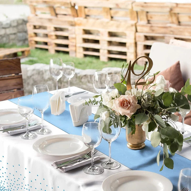 1set Disposable Plastic Tablecloths Satin Table Runner Set Dot Tablecloth Satin Table Runner For Party