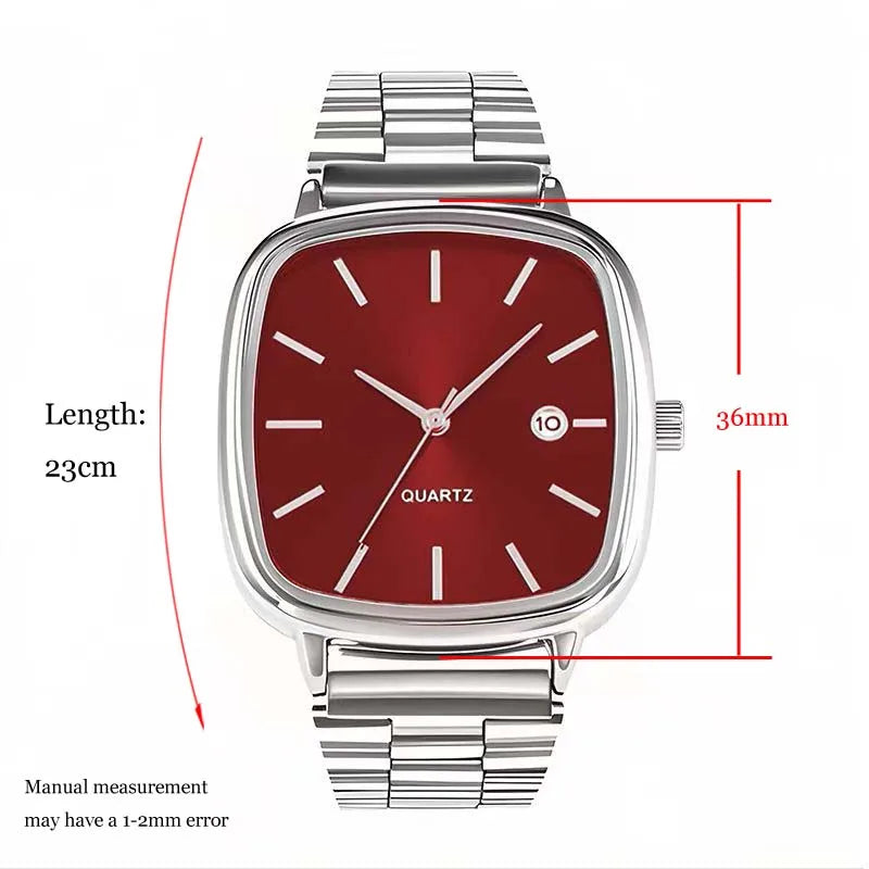 Fashion Brand Men Watch Steel Strap Business Calendar Quartz Watches Luxury Wristwatches Gift Dropshipping Big Dial Clock