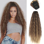 22 Inch Drawstring Ponytail Extension Curly Wave Long Ponytail Hair Extension Synthetic Corn Wavy Drawstring Ponytail Extensions