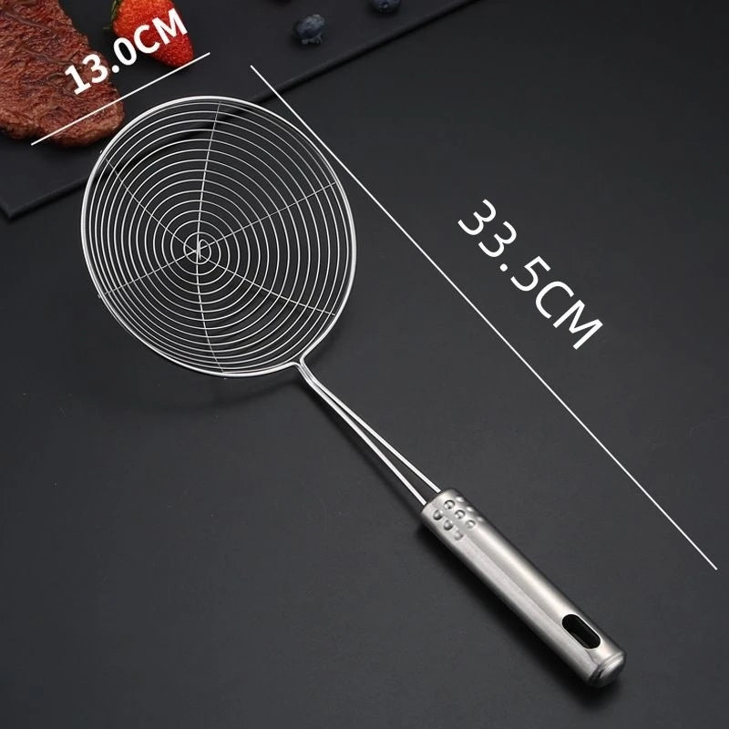 1/3pcs Spider Strainer Oval Skimmer Stainless Steel Filter Mesh with Handle for Kitchen Frying Food Pasta Spaghetti Cooking Tool