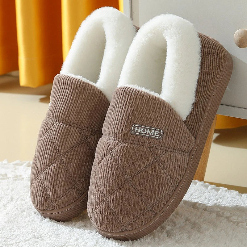 Big Size 48 49 Men Home Slippers Winter Warm Plush Slides Couples Indoor Flats Anti-slip Bedroom Shoes Women Autumn Furry Slides
