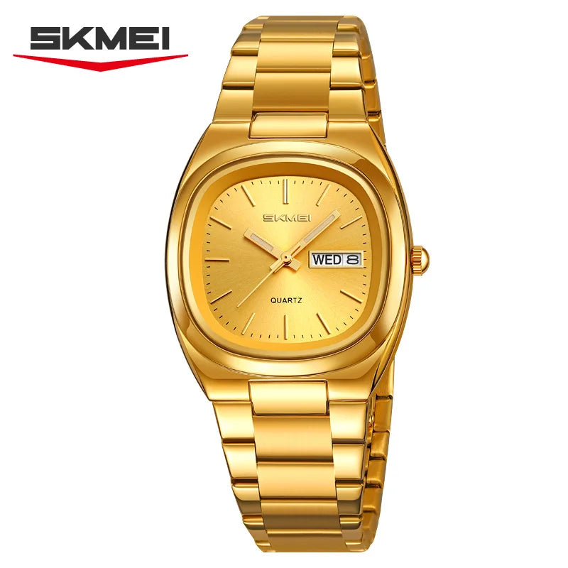 SKMEI 2420 New Women's Business Steel Clock Fashion Quartz Calendar Week Women's Luxury Watch Casual Men's Watch Dress часы