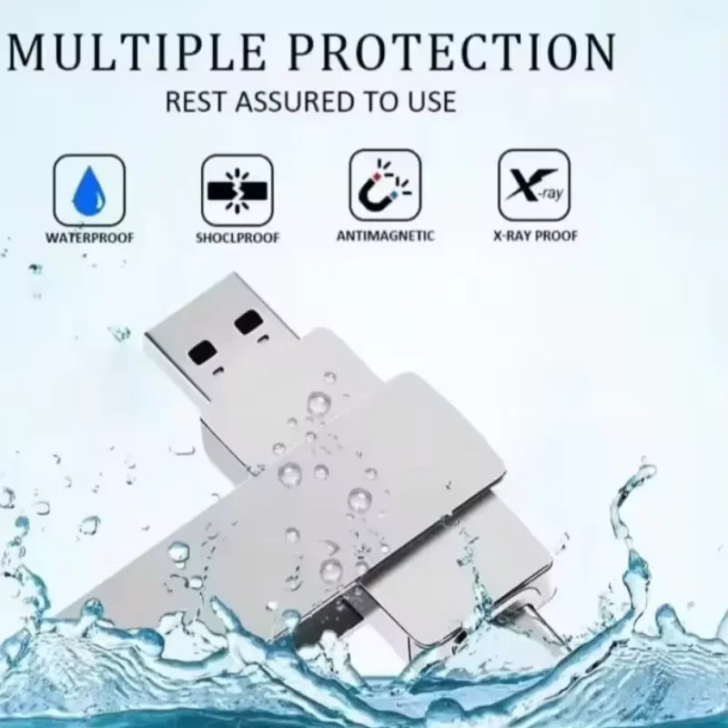 64TB USB 3.2 Flash Drives U Disk 2TB High Speed Metal Pendrive WaterProof Type-C Memoria USB Stick USB Drives 8TB 2TB 1TB 2026