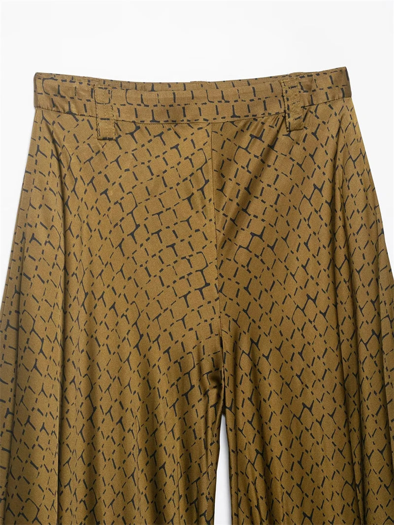 Women's Pants 2026 New Fashion Spring Summer Printed Pleated Pants for Women Casual Chic Personality Loose Female Pant