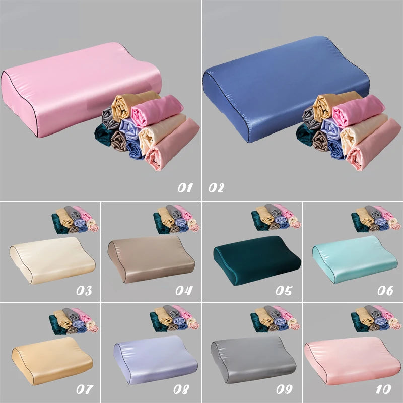 1 Pcs Luxury Satin Pillowcase 30cmx50cm/40cmx60cm Pure Color Luxury Comfortable Imtation Satin Memory Foam Pillow Cover