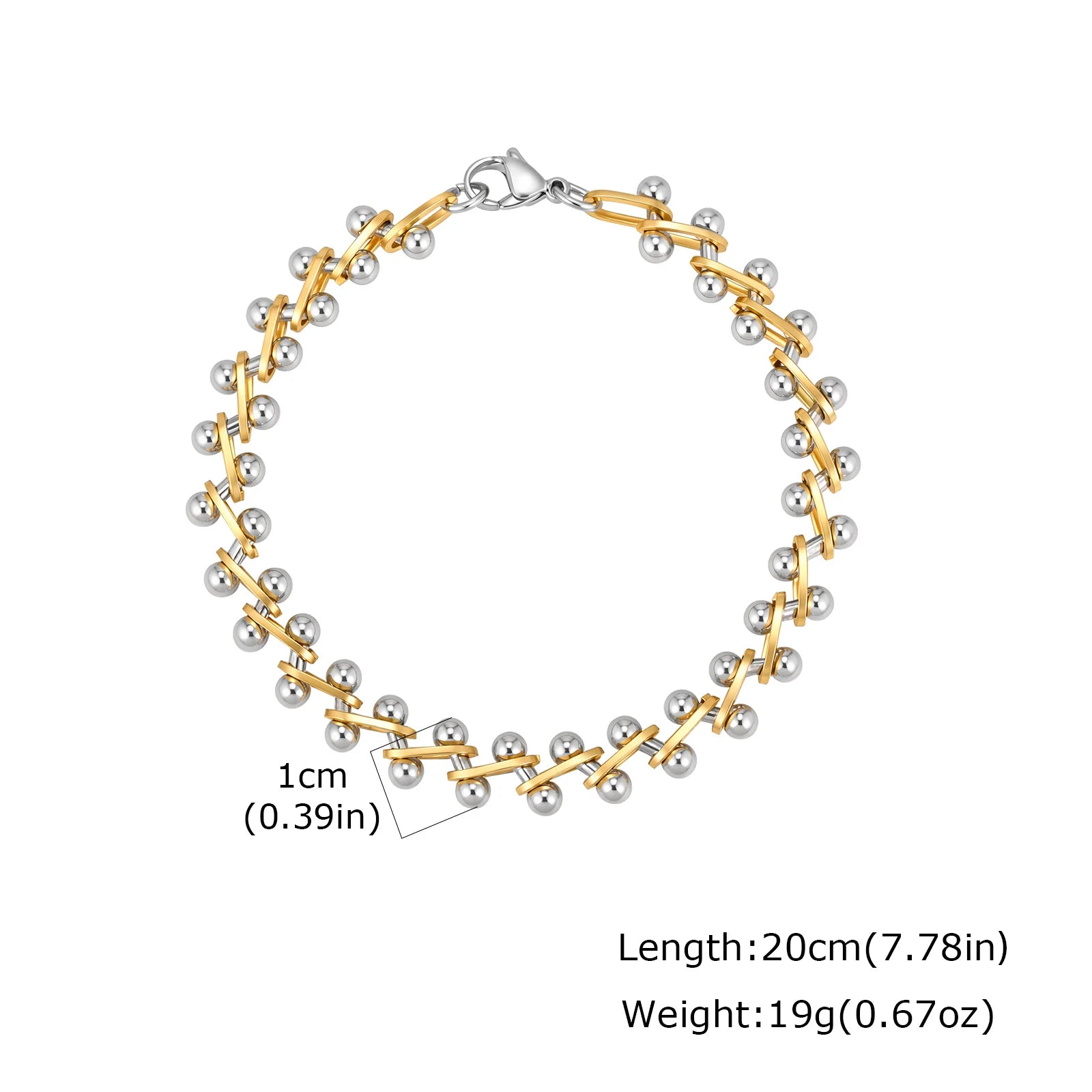 Beaded Bracelet for Women, Gold Silver Two Tone Stackable Minimalist Jewelry, Trendy Layered Bracelet Holiday Party Accessories