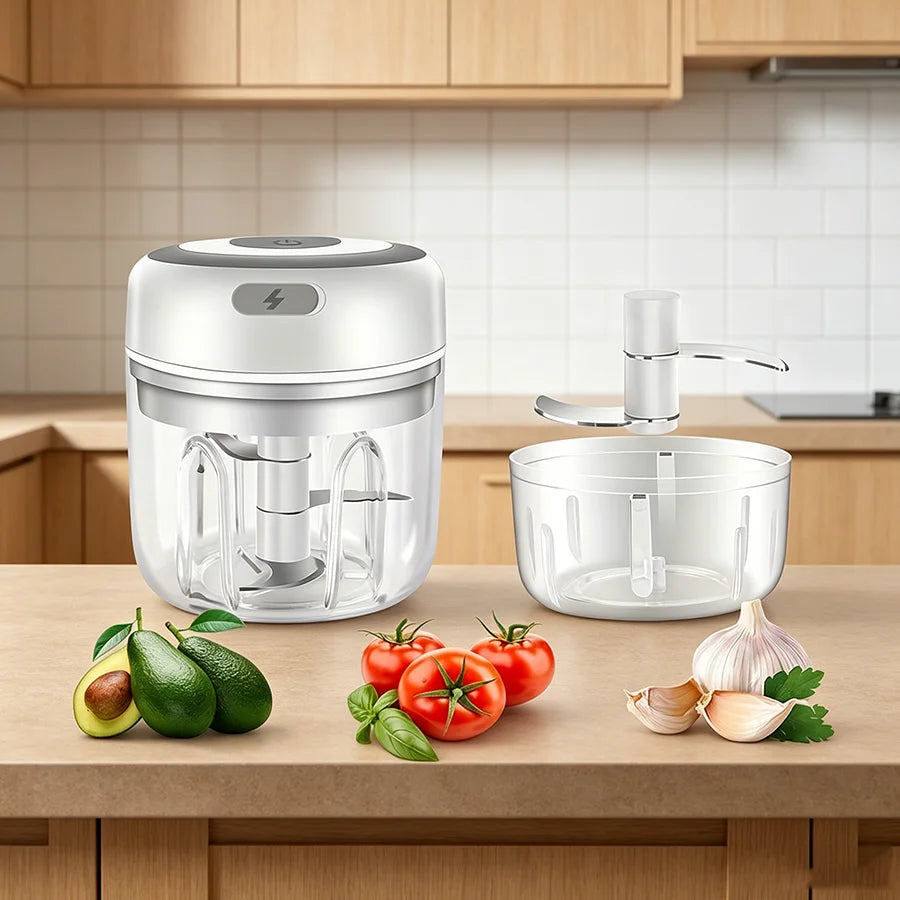250ml Mini Electric Garlic Chopper Cordless Food Processor Meat Grinder Onion Veggie Dicer Baby Food Maker Kitchen Gadget Christmas Mom Gift