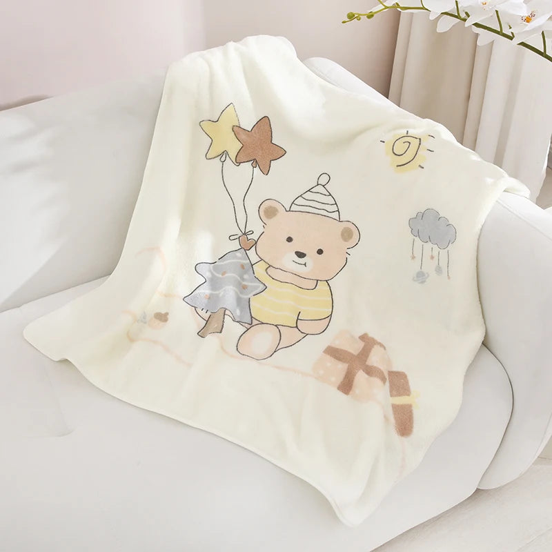 1Pc Baby Blanket, Cute Printed Pattern Baby Blanket, Superfine Fiber Soft and Absorbent, Suitable for Newborn Gifts