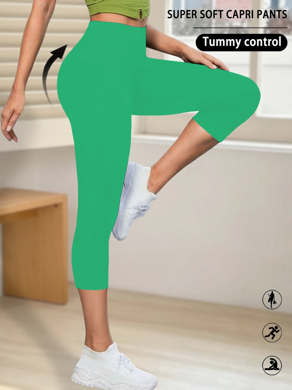 High Waisted Yoga Pants for Women Capri Pants Super Soft No See Through Workout Running Home Lounge Leggings