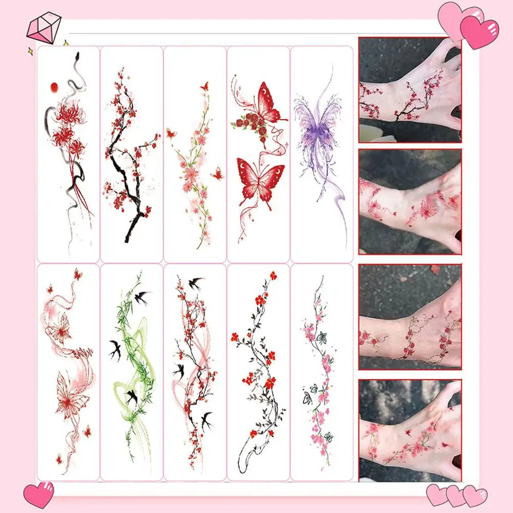 Sexy Flower Arm Temporary Tattoo Sticker Beauty Blue Rose Plum Bossom  Body Leg Waterproof Tatoo Fashion Totem