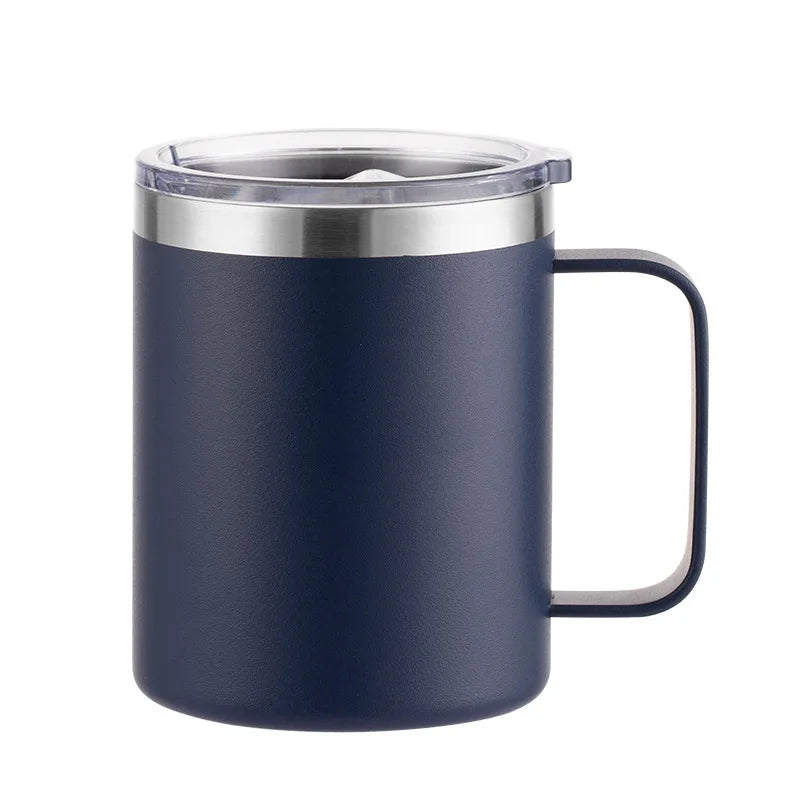 Custom Logo Name Stainless Steel Insulated Coffee Mug Tumbler with Handle 12 oz 360ml Tumbler Cup with Lid for Hot & Cold Drinks