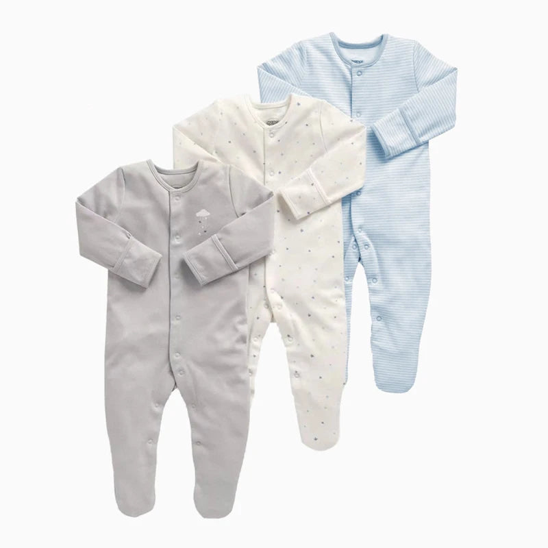 Brand Newborn Babies Clothes Infant Baby Boys Girls Romper Cotton Long Sleeve Pajamas Jumpsuit Toddler Clothes Outfits 3Pcs/Lot