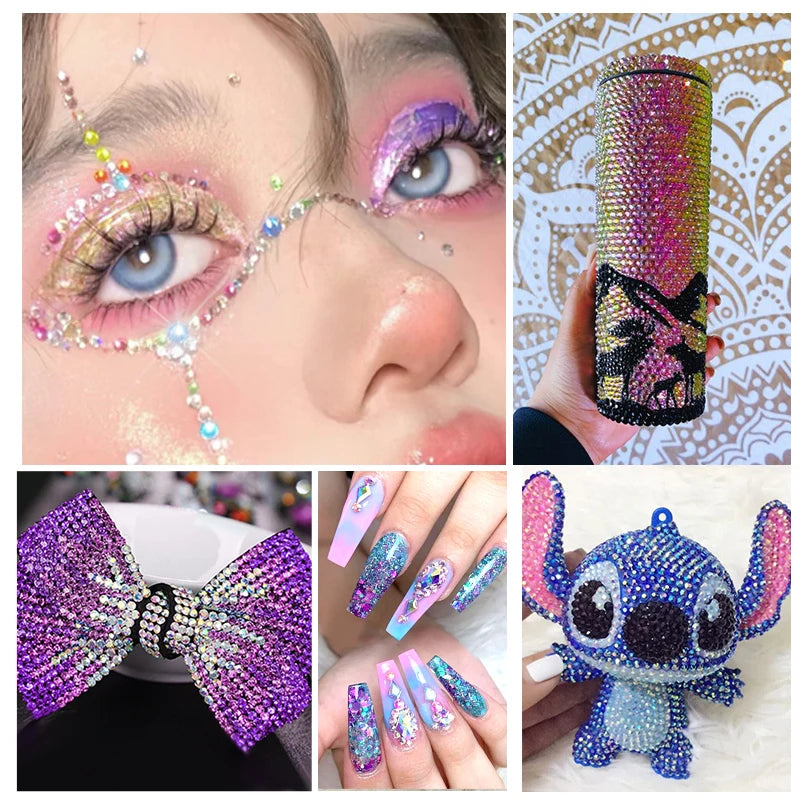 DUCRYSTAL 24 Color 3/4/5mm Resin rhinestone Non-Hotfix jelly AB Bulk Crystal Flatback stone glue on DIY Decoration Nails Crafts