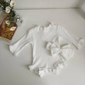 Fashion Toddler Baby Girls Romper Outfits Set Cotton Ribbed Flared Sleeve Jumpsuit + Bow Headband Sweet New Born Infant Clothing