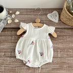 Baby Girl Clothing New Summer Newborn Baby Girl Romper Embroidered Flowers Cotton Toddler Baby Girls Jumpsuit 1-18M