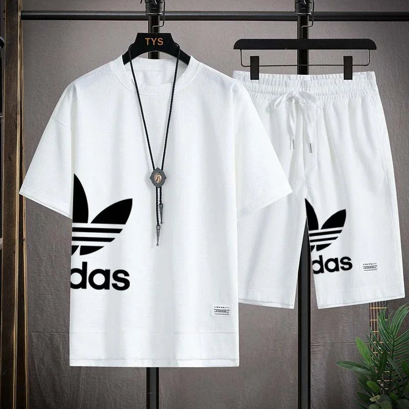 Summer 2026 New Men's Pullover Sportswear Set, Fashionable Basketball Men's Casual Short-Sleeved T-shirt + Shorts Two-Piece Set