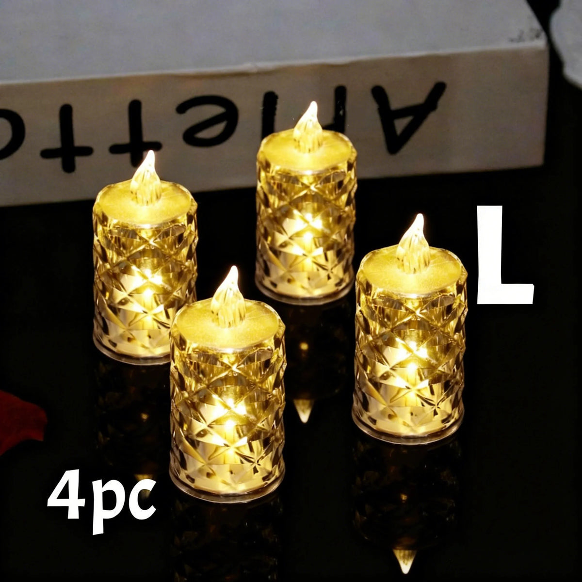 4pcs Flameless LED Candle Crystal Battery Tea Lights Realistic Flickering Flame Candles for Wedding Valentine's Day Home Decor
