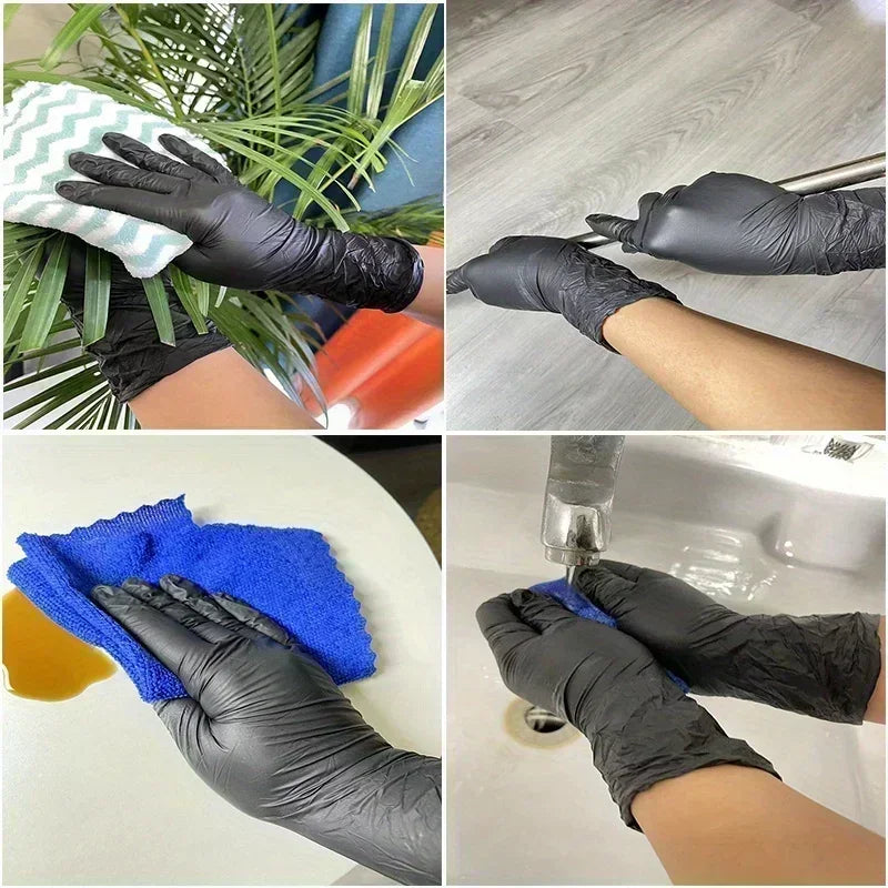 20-100PCS Disposable Black Nitrile Gloves for Household Use Latex Free Powder Free Cleaning Gloves Tattoo Hairdressing Tools