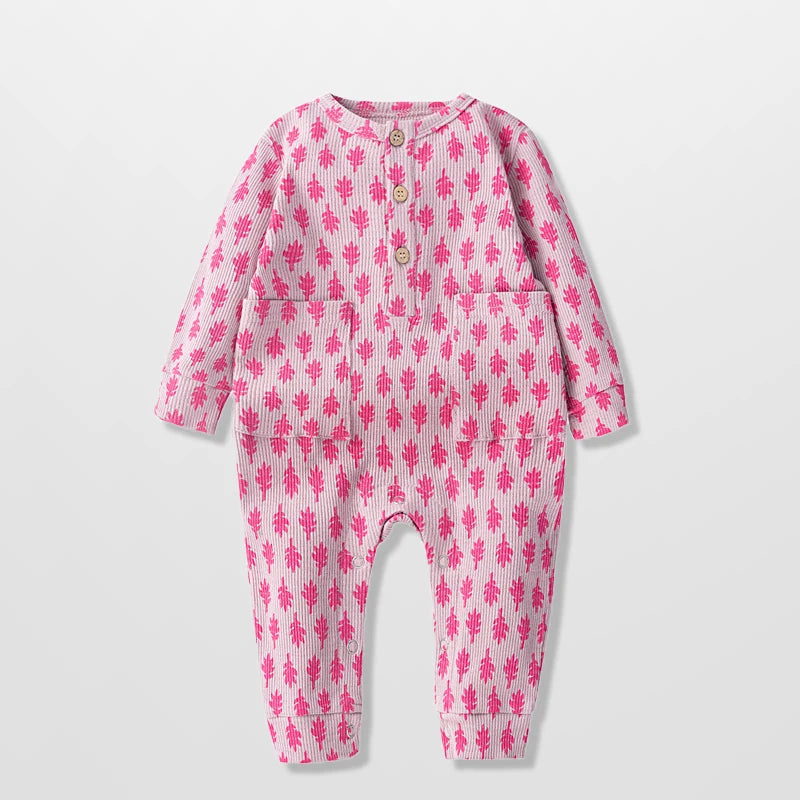 Newborn Baby Romper Heart Polka Dots Print Jumpsuit Toddler Boys Girls Long Sleeve Rompers for Spring Autumn Playsuit