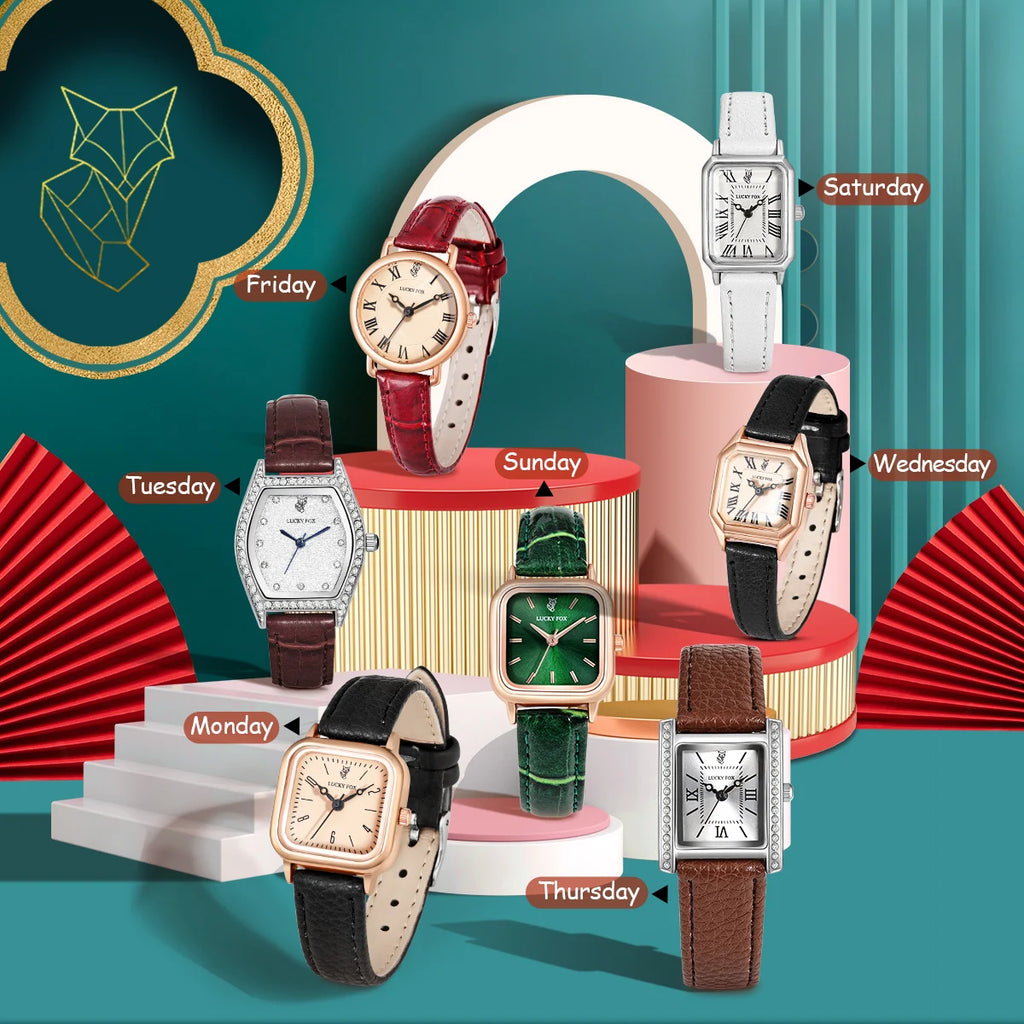 Fashion ladies' watch set gift box small square quartz watch trend Valentine's Day gift wristwatch